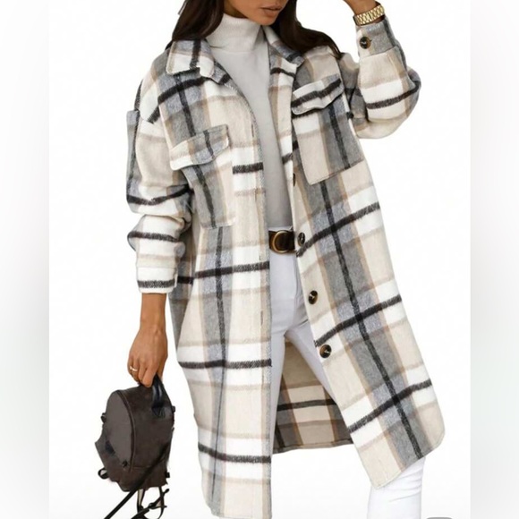 By Anthropologie Jackets & Blazers - Anthropologie Abel the Label Plaid Longline Shacket Coat Size L